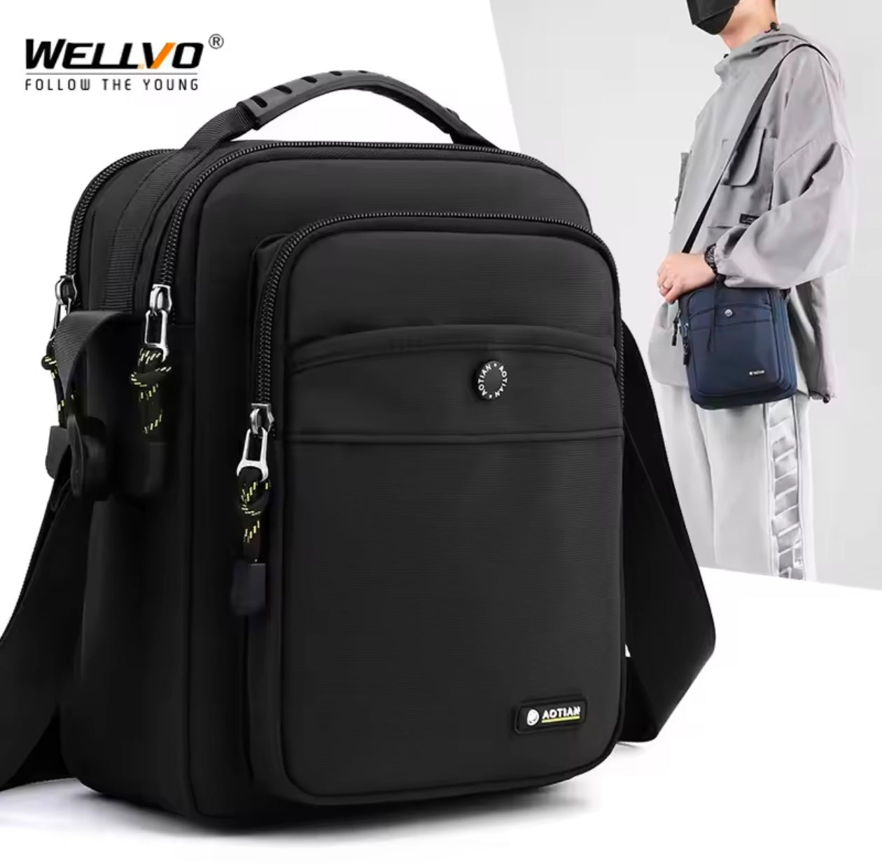 Men's Shoulder Bag Small Messenger Bag Nylon Business bag Men's Shoulder Bag Small Messenger Bag Nylon Business bag